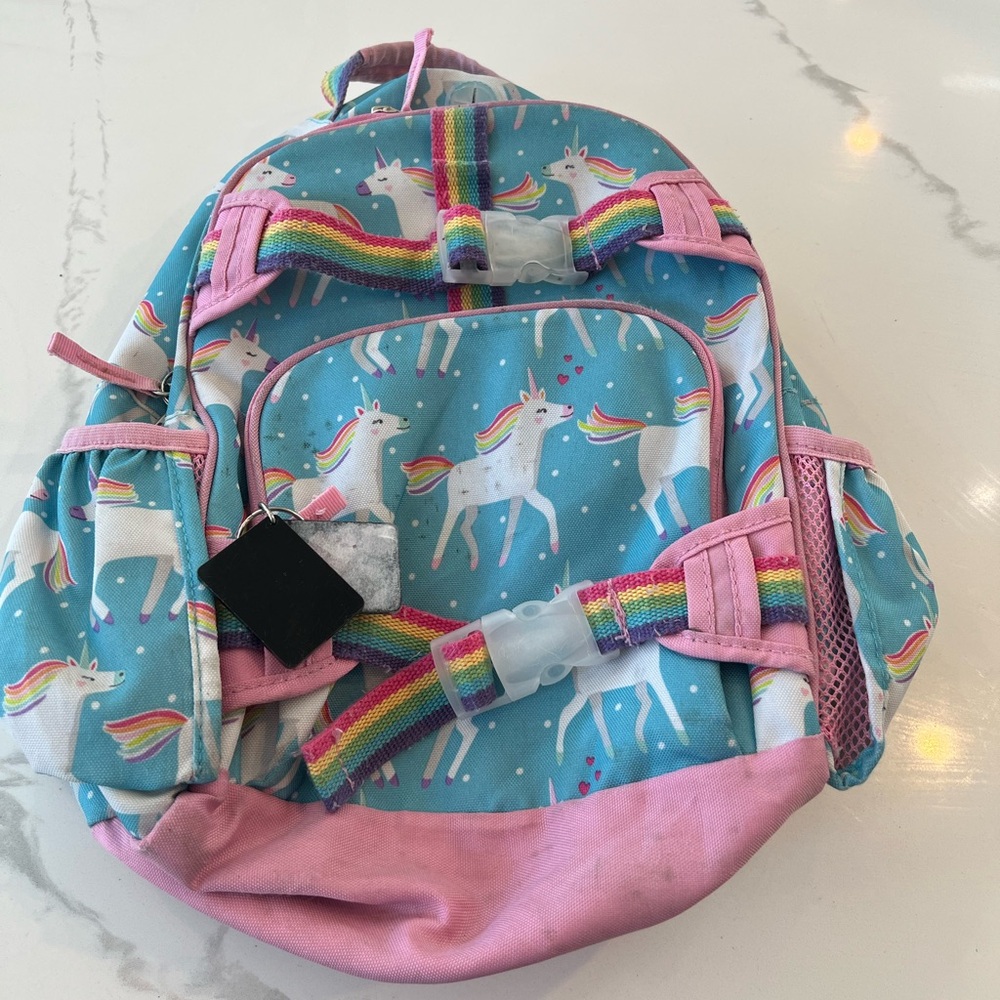 Pottery Barn Unicorn Kids Backpack - Blue and Pink